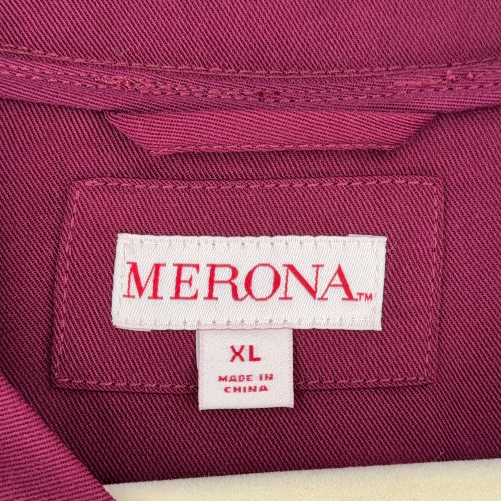 Merona Burgundy Bomber Jacket‎ Full Zip Long Sleeve Women's XL Lightweight - Picture 3 of 6